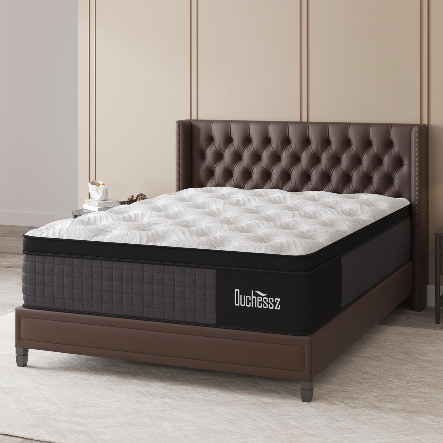 Photo 1 of Duchessz Queen Mattress 14 Inch, Medium Mattresses Hybrid with Gel Memory Foam and Individually Pocket Innerspring Euro Top for Motion Isolation, Edge Support, 100 Night Trial Black & White