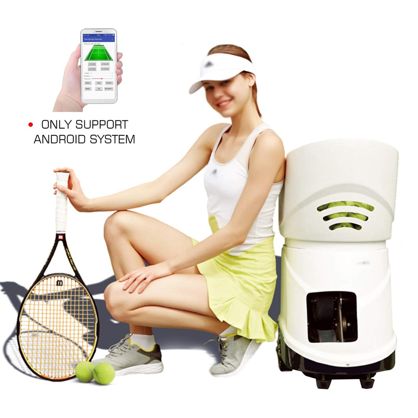 Stoge TS-08 Tennis Ball Machine, Programmable Design with 28 Kinds of Ball Lines, 12V16AH Lithium Ba