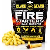 Black Beard Fire Plugs (50 Plugs) | 100% Weatherproof Fire Starter for Campfires | Can Light 50+ Fires | Extra Long Burn Time | 30 Yr Shelf Life for Emergency Survival Kits | Made in USA, Yellow
