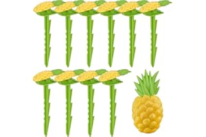 SHIDOW Beach Stakes, Outdoor Towel Anchor Stakes Picnic Mat Clips, Beach Accessories for Vacation, Keep Your Towel from Blowing Away (Pineapple, 10Pcs)