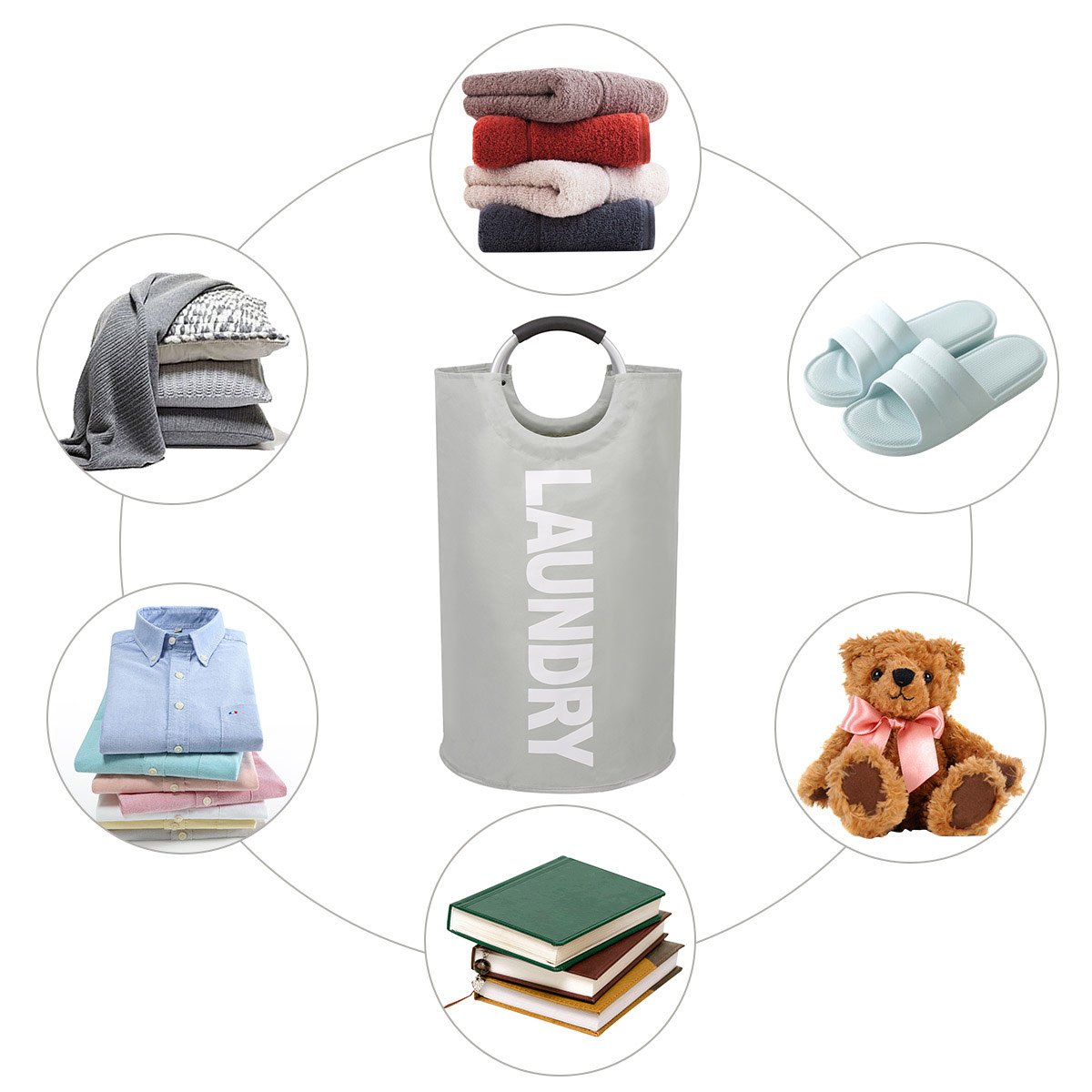 chrislley cesta para la ropa sucia (Oxford grande papelera plegable bolsa para la colada plegable lienzo Holder