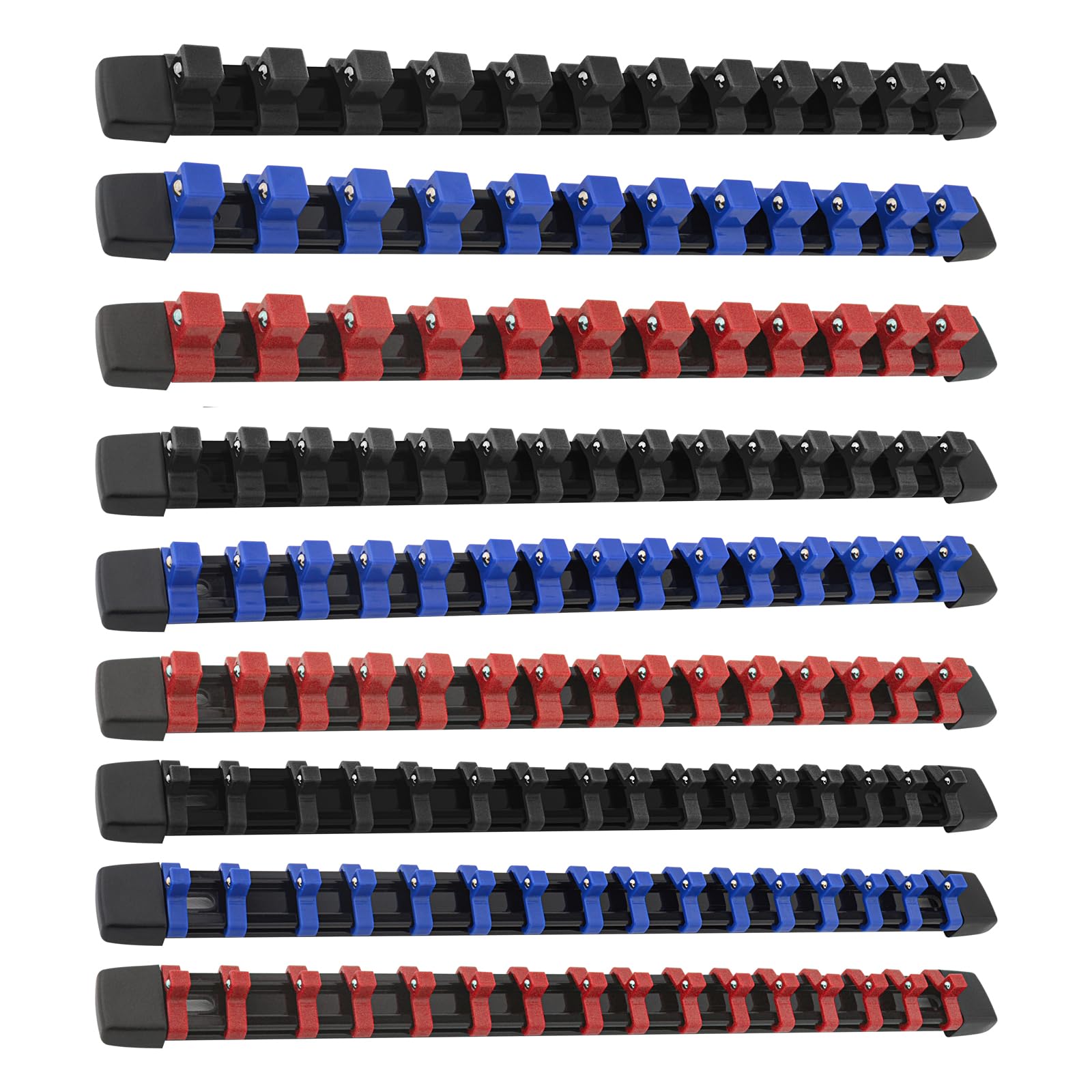 Gunpla Set of 9 SAE or Metric Socket Holders with 129 Clips - 1/4" x48, 3/8"x45, 1/2" x 36 - Wall Tool Organizer — image 1