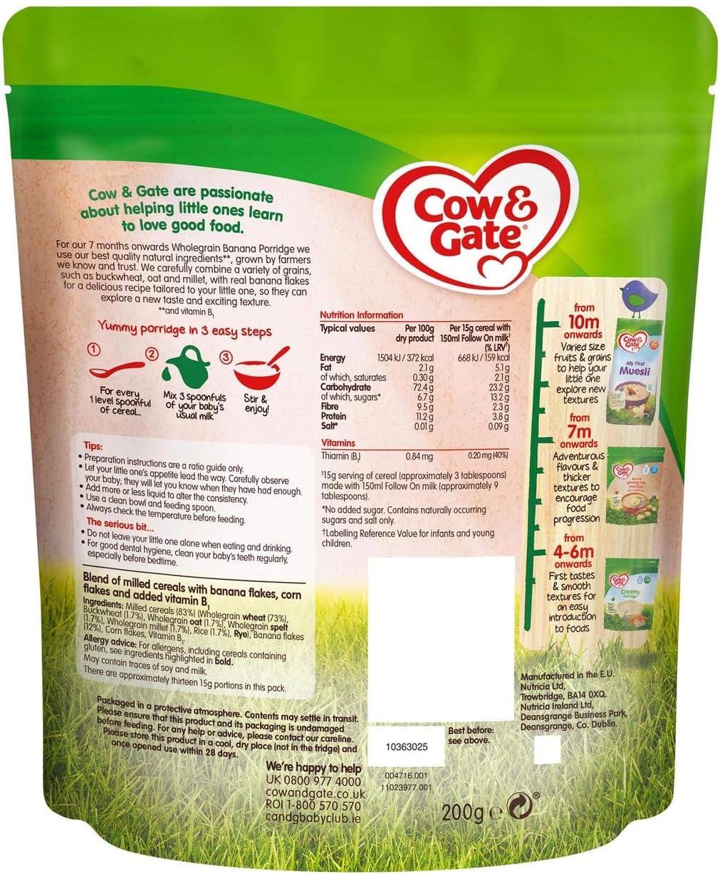 cow and gate banana wholegrain porridge