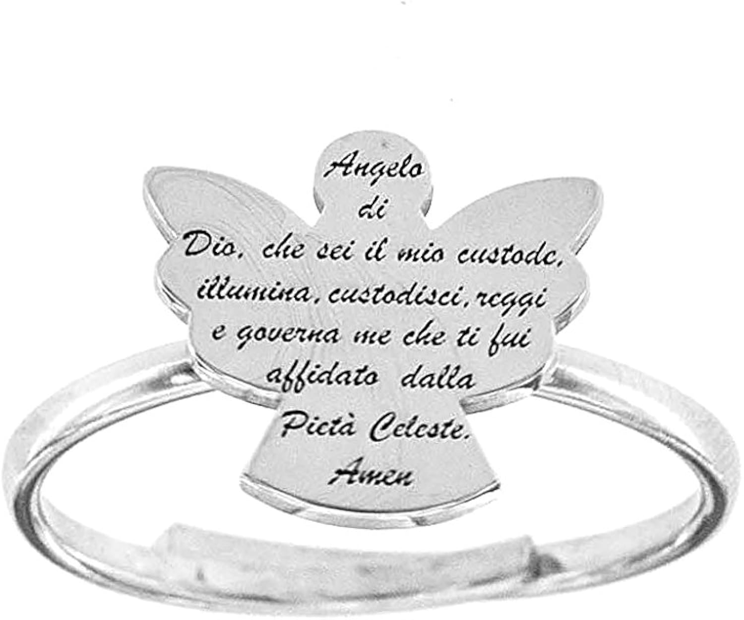 Padre Nostro Anello Donna con Angioletto Preghiera incisa Angelo Dio in