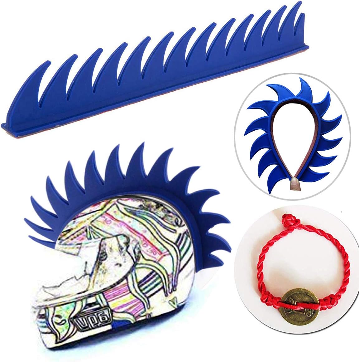 Mohawk for Helmet Wigs Hair Helmet Mohawk Helmet Decoration Hawk for Motorcycle Bicycle Snowboarding Skiing Biking Cycling Helmets, Reusable Design Hawk (Helmet Not Included)