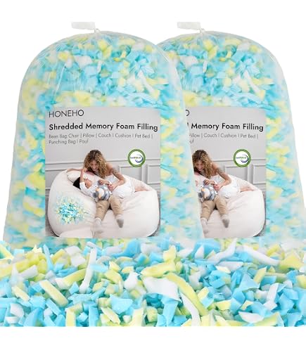 20 Lbs Shredded Memory Foam Filling - Bean Bag Refill, Multi-Color, Expandable - View #3