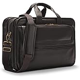 Solo New York Briefcase - Laptop Carrying Bag for Women & Men, Brief for Travel & Work, Padded Shoulder Strap, Premium Leather Body, Fits 15.6" Computer - Espresso