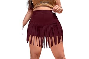 Ella Lust Womens Plus Size Cowgirl Fringe Shorts - Western Country Concert Outfits Tassel Skirt High Waisted Booty Bottoms