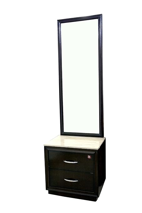 Adlakha Furniture Espresso Dressing Table With Marble Shelf & Mirror (Teak Wood & Fitted With Teak Ply) Polished With Melamine Semi-Mat Finish