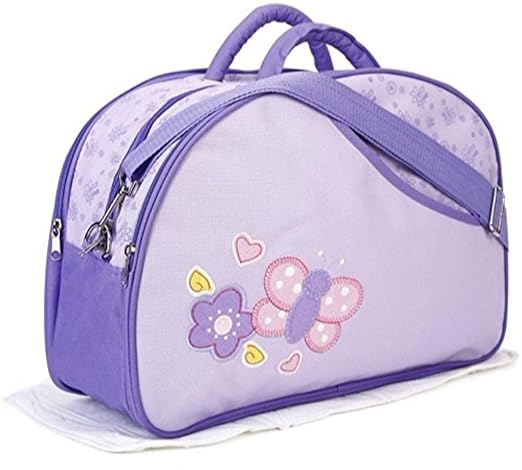 Unique Ideas New Born Baby Multipurpose Polyester Diaper/Mother Bag with Holder Diaper Changing Multi Compartment (Printed Purple, Medium)