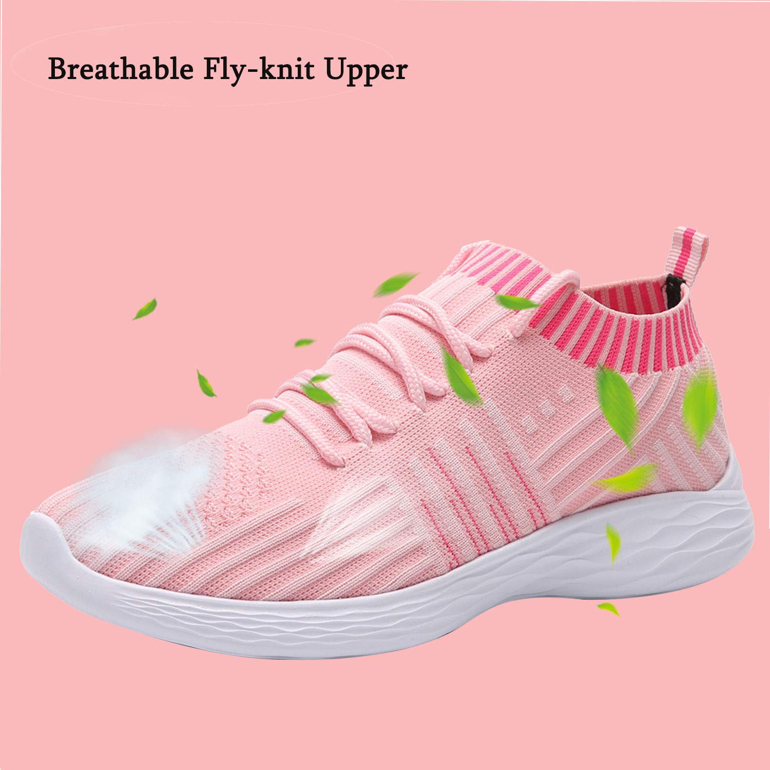 MARITONY Womens Walking Shoes, Slip on Sneakers, Lightweight Outdoor Casual Breathable Mesh Running Tennis Sneakers, Pink 38