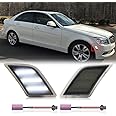 Mynoway LED Front Side Marker Light Replacement for W204 C250 C300 C350 2008-2011, C63 AMG 2008-2013, SL65 AMG 2005-2007, White Side Parking Position Lamps Replace OE A204820022, A2048200121