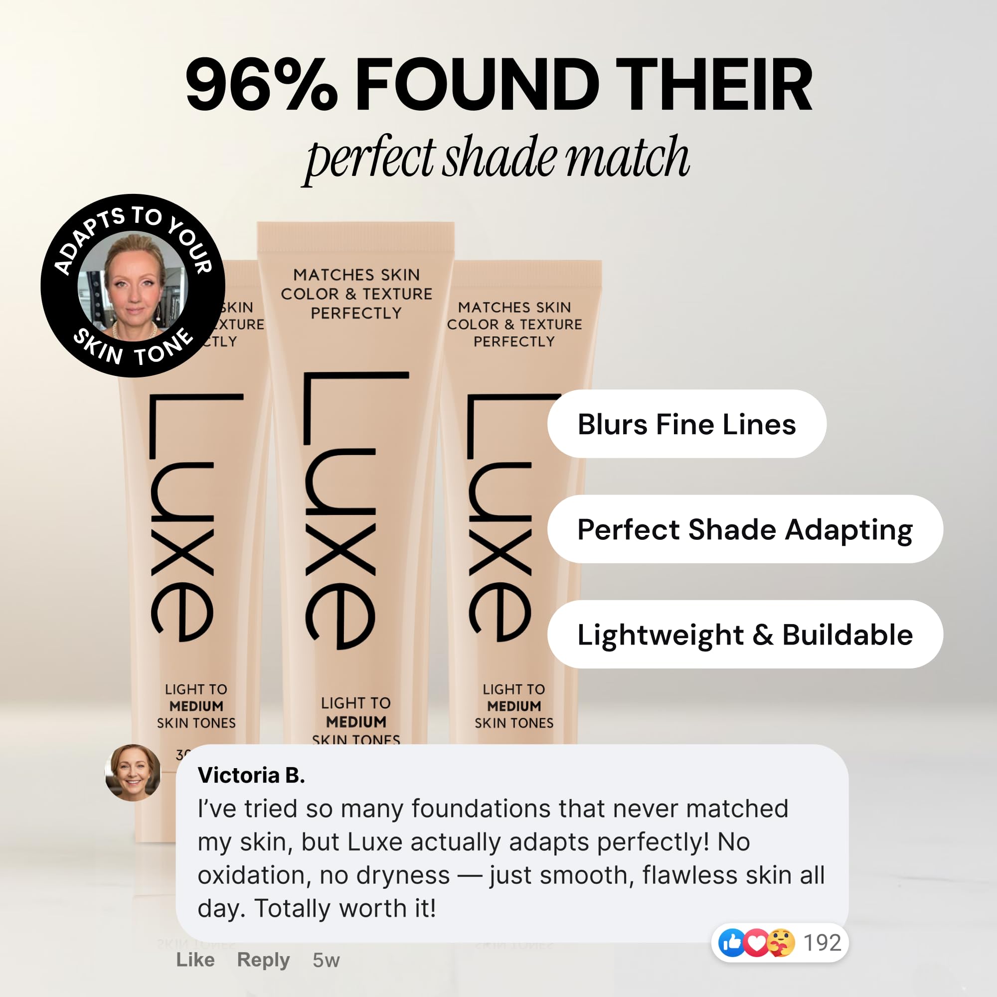 Luxe Cosmetics Luxe Color Changing Foundation for Women – Instantly Adapts to Your Skin Tone – Buildable Light-to-Medium Coverage – 12-Hour Wear – Natural Dewy Finish