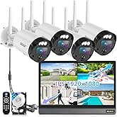 【All-in-One Security System】 5MP Outdoor Wireless Security Camera System, Home WiFi Video Security Cameras Systems, Surveillance DVR Kits