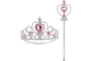 BIBUTY Princess Dress Up Accessories Princess Crown Tiara for Little Girls, Princess Tiara Wand Jewelry Toy Gifts for 3-6 Girl