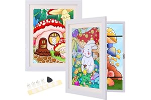 SRKLXYJINT 2 Pack White Kids Art Frames 8.5x11 Front Opening Kids Artwork Frames Changeable Artwork Display Storage Frame for Wall Holds 50 Pcs for 3D Picture Crafts Children Drawing Hanging Art Portfolio