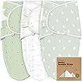 3-Pack Organic Baby Swaddle Sleep Sacks - Swaddles for Newborns, Infant 0-3 Months, Baby Girls, Boys, Soft & Snug Newborn Sleep Sack, Nursery Swaddling Blankets (Bunnies)