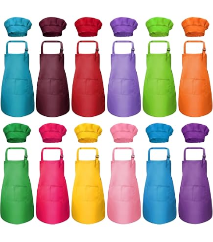 Lot de 3 tabliers de cuisine rglables avec lanires longues en coton