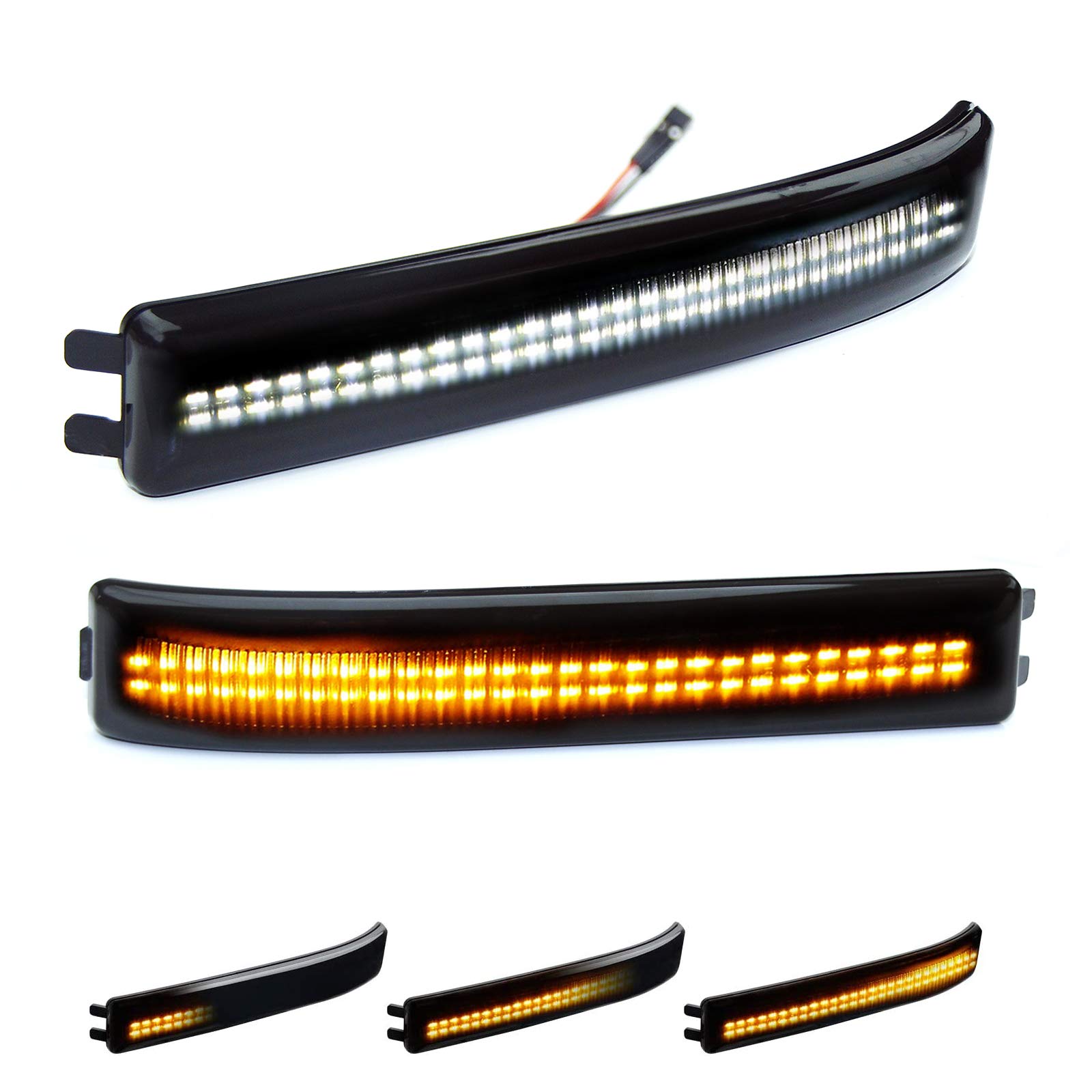 Photo 1 of D-Lumina Sequential Switchback Side Mirror Reflector Turn Signal Lights Smoked Lens Compatible with 2009-2014 Fo-rd F150 and Raptor SVT, LED Mirror Marker Light White & Amber