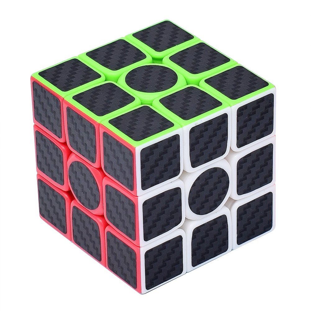 Ruisen Rompecabezas Cubo de fibra de carbono Cubo magico xx Negro