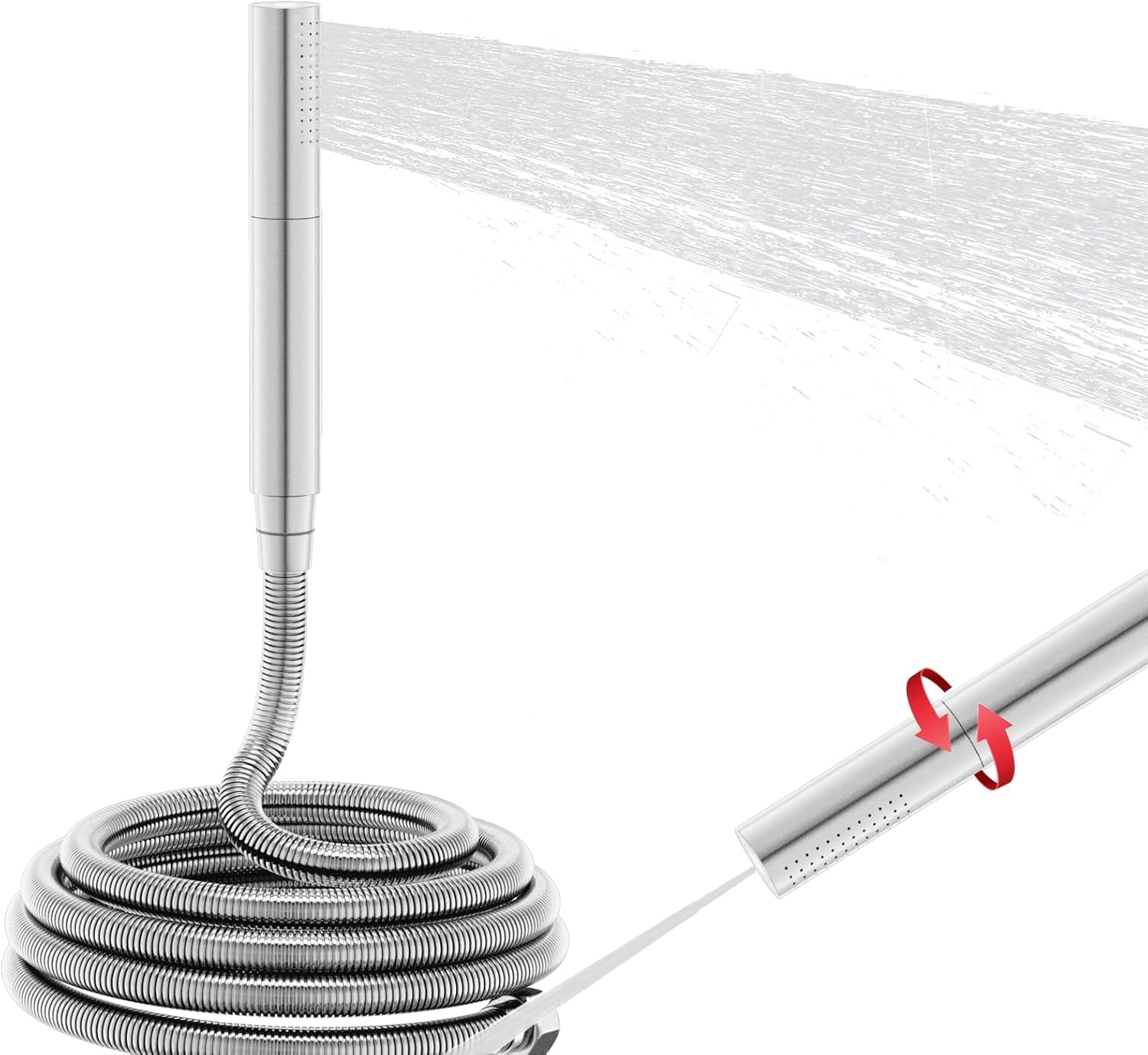 High Pressure Brass Shower Head with Hose - Handheld 2 Mode Water Saving Shower Wand, 59 Inch Extra Long Hose, Chrome