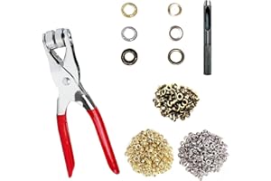 LQQBOX 1003Pcs Grommet Tool Kit, 1/4 Inch 6mm(Inside) Grommet Eyelet Pliers Kit with 1000 Metal Eyelets with Washers for Fabric, Leather, Belt, Shoes, Clothes