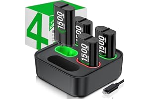 Upgraded Fast Charging Rechargeable Battery Packs, 4 x 3600mWh Xbox Controller Batteries with Battery Charging Dock/Station f
