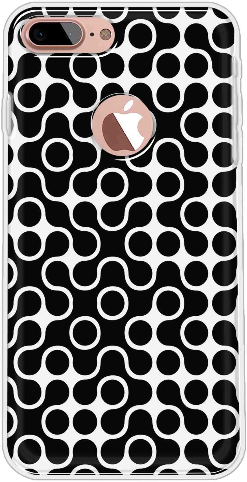 Vibey - Soft TPU Abstract - Printed Back Cover Case Compatible for Apple iPhone 7 Plus. One Tempered Glass Free