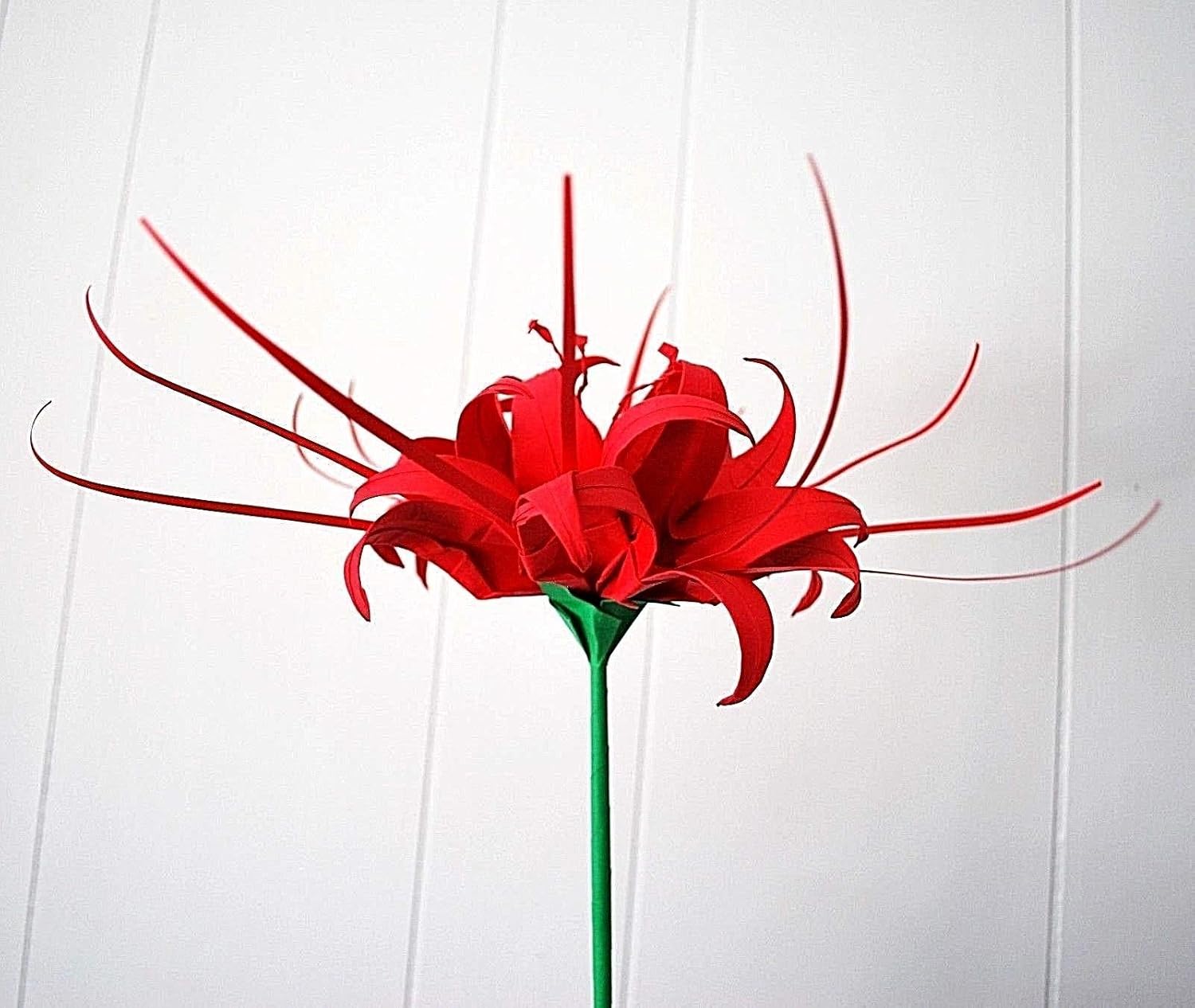 origami spider lily single stem paper flower Handmade