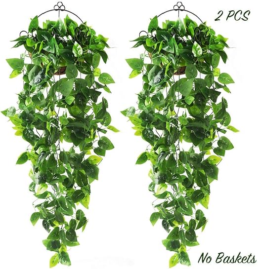 Amazon Com Cewor 2 Plantas Colgantes Artificiales De 3 5 Ft Con