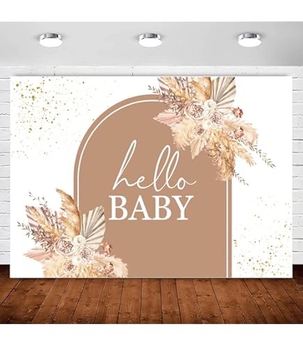 AOFOTO Boho Baby-Shower Hintergrund – Rund, 1,8 M Ø, Mit Blumen & „Hello Baby“, Pink