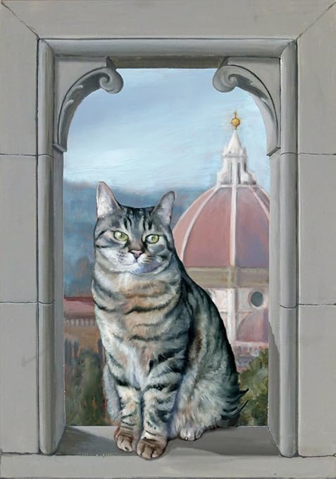 Trompe L Oeil Sur Panneau De Bois Chat Sur Une Fenetre Avec Vue Sur Florence Une Creation Originale De Francesco Farolfi Medias Mixtes Amazon Fr Cuisine Maison