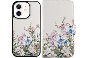 LUMARKE Designed for iPhone 11 Wallet Case - Detachable Flip Folio Cover - RFID Blocking 4 Card Slots Holder -Premium PU Leather Magnetic Kickstand -Protective Phone Case 6.1",Lavender Blue Flowers