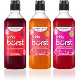 SodaStream Bubly Burst Variety Pack, New Pour Bottle Drink Mix, 3 Variety Syrups for Sparkling Water Makers, Control Your Fizz with Sodastream Flavors, 4 x 14.9 Fl Oz (440ml) Makes about 72 Drinks Per Pack