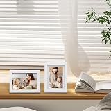 EGOFINE 7x5 Picture Frames Set of 4 Solid Wood with Acrylic Glass White view 4