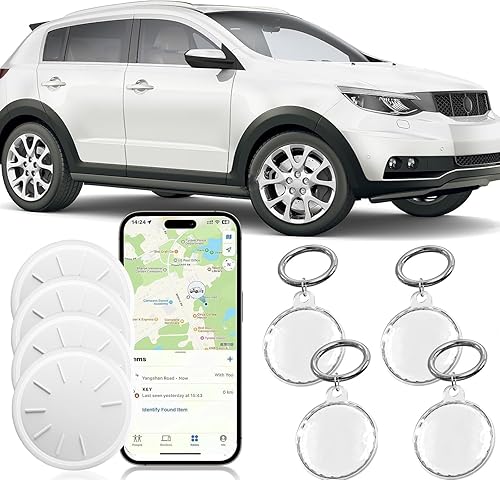 ZITTZ 4 Pack GPS Tracker Works with Apple Find My (iOS Only), Key Finder Luggage Tracker with Key Chain and Waterproof Case, Not for Android, Track Wallet Backpack Suitcase Dogs Cats Pets Collar Car