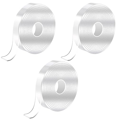 HXLJHALG 3Pcs Double Sided Tape Heavy Duty, Strong Sticky Clear 1.0M *2.5CM Removable Grip Mounting Tape, Wall Decor Adhesive Tape for Poster, Picture Hanging, Carpet, Photos Frames