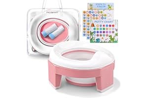 MCGMITT Portable Potty Seat for Kids Travel - Foldable Training Toilet Chair for Toddler Girls with Storage Bags for Outdoor and Indoor Easy to Clean(Pink)