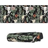 Famame Laptop Mouse Pad Flowers Cactus Bull Skull Desk Mat with Stitched Edges 31.5X 11.8 inch Non-Slip Large Keyboard Rubber Writing Table Mat for Office Home