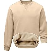 PLEPAN Men's Fleece Lined Crewneck Sweatshirts Fleece Cotton Pullover Casual Basic Thermal Sweater Winter