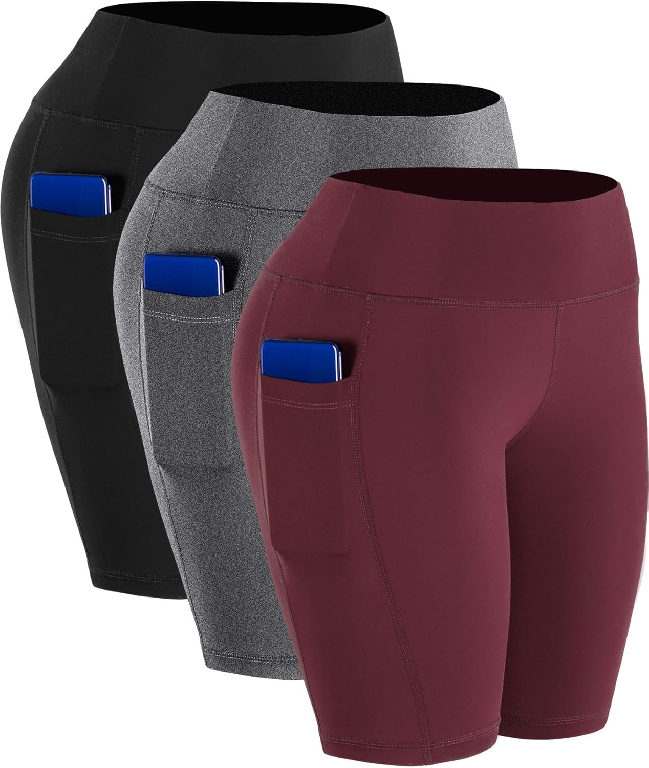 Cadmus Women's Stretch Workout Biker Shorts with Pocket: Clothing