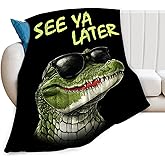 Crocodile Blanket Fleece Soft Warm Plush Funny Alligator Animal Throw Blankets Lightweight Plush Fuzzy Cozy Blanket Gifts for Kids Adults Suitable for Couch Sofa Bed 50"X40"