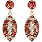 Shining Football Rhinestone Beaded Earrings Colorful Sports Lover Football Earrings for Women Jewelry(C)