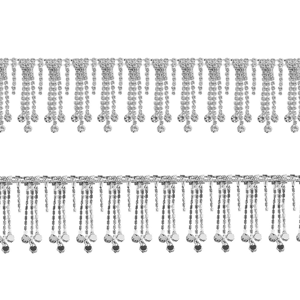 BGTXINGI 1 Yard Crystal Rhinestone Chain Diamond Tassel Close Trimming Welding Claw Chain Strand String Decorated Chain for Crafts Project Birthday Decorations and Arts Furniture