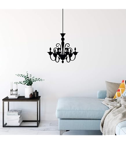 Large Chandelier Wall Decal Sticker - Peel & Stick Vinyl, Antique Design, 48x33 Inches, Removable - View #8