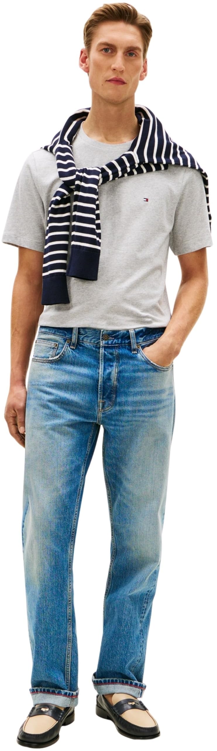 Tommy Hilfiger Herren T-Shirt Kurzarm Seasonal Solid Tee mit Rundhalsausschnitt, Grau (Light Grey Heather), XL 4