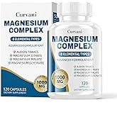 Magnesium Complex Supplement, Provided by 1000mg of Eight Different Forms of Magnesium，Easy Absorption for Bones, Muscle, Recovery, Energy, Vegan Non-GMO120 Capsules (1pcs)