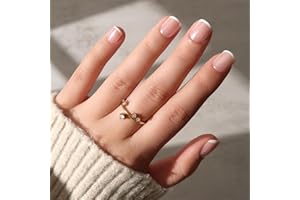 Glamnetic Press On Nails - Pearly Please | Super Short White French Tip Fake Nails, Salon Quality French Manicure | 12 Sizes - 30 Nail Kit with Glue