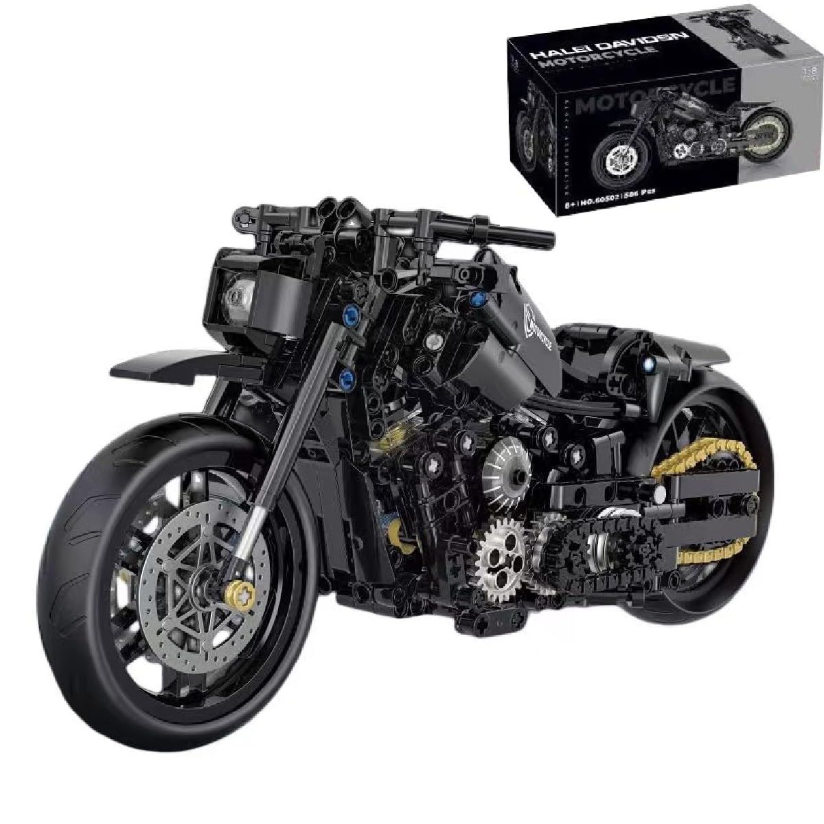 Unativer Technik Motorcycle Building Blocks Set for Haley Superbike, 586 PCS 1:8 Super Motorcycl Construction Toys, MOC Racing Motorbike Model Kit, Creative Present for Kids, Adults Ades 6+