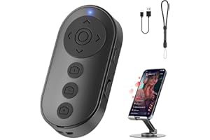 NINEIGH Phone Stand with Remote Wireless Remote Control, Phone Camera Remote Shutter Zoom Front/Rear Camera Switch for iPhone iPad Android Cellphone, Scrolling Remotes for TikTok, Kindle App, Photo, Video
